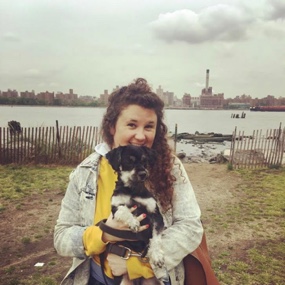 Person holding dog