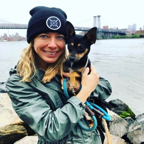 Person holding dog
