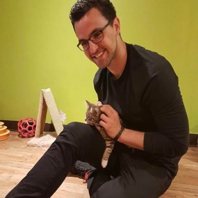 Person holding dog
