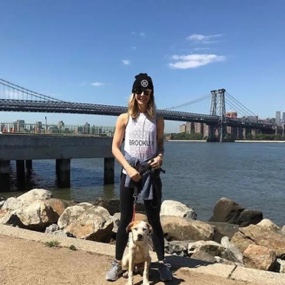 Person holding dog